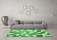 Machine Washable Abstract Emerald Green Modern Rug, wshabs912emgrn