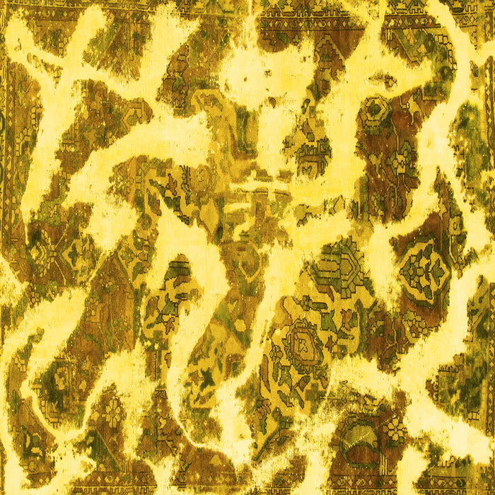 Square Machine Washable Abstract Yellow Modern Rug, wshabs912yw