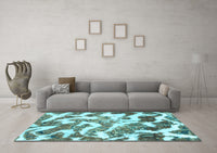 Machine Washable Abstract Light Blue Modern Rug, wshabs912lblu