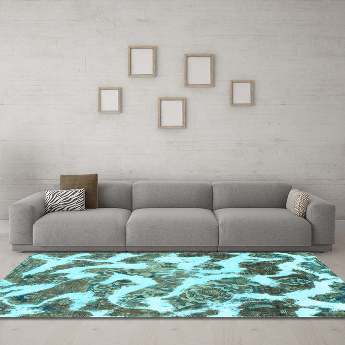 Machine Washable Abstract Light Blue Modern Rug in a Living Room, wshabs912lblu