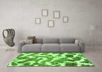 Machine Washable Abstract Green Modern Rug, wshabs912grn