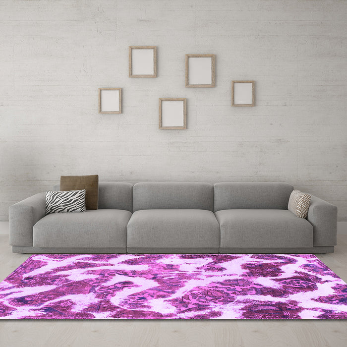 Machine Washable Abstract Purple Modern Area Rugs in a Living Room, wshabs912pur