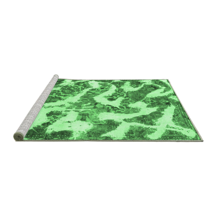 Sideview of Machine Washable Abstract Emerald Green Modern Area Rugs, wshabs912emgrn