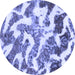 Round Abstract Blue Modern Rug, abs912blu