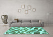 Machine Washable Abstract Turquoise Modern Area Rugs in a Living Room,, wshabs912turq