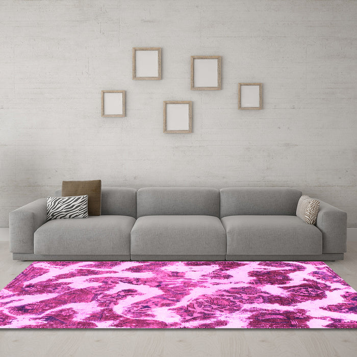 Machine Washable Abstract Pink Modern Rug in a Living Room, wshabs912pnk