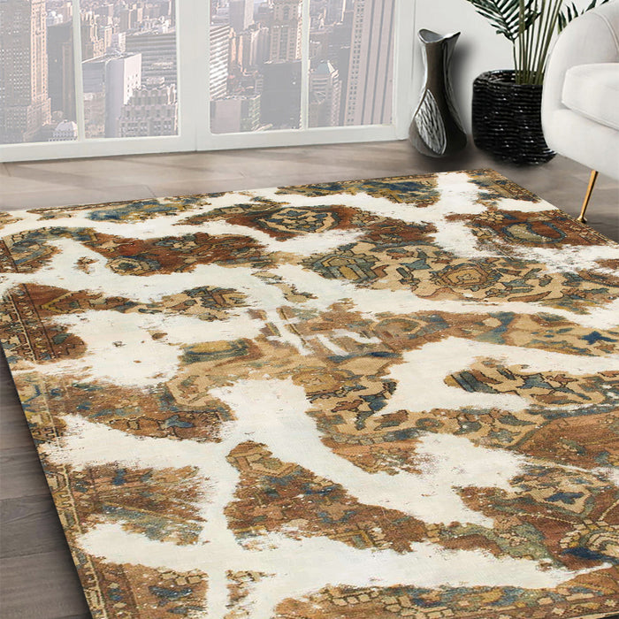 Abstract Deep Peach Orange Modern Rug in Family Room, abs912