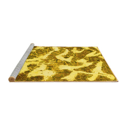 Sideview of Machine Washable Abstract Yellow Modern Rug, wshabs912yw