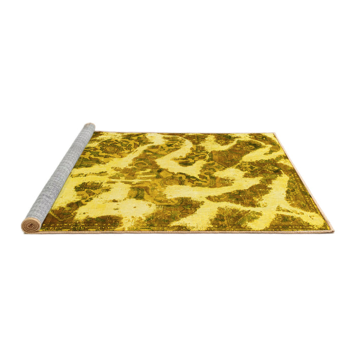 Sideview of Machine Washable Abstract Yellow Modern Rug, wshabs912yw