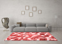 Machine Washable Abstract Red Modern Rug, wshabs912red