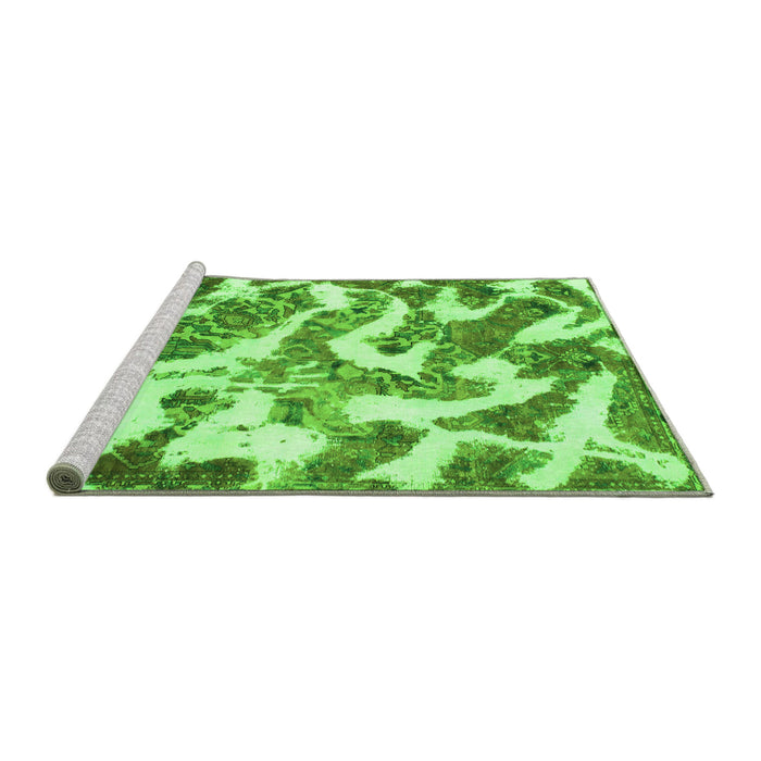 Sideview of Machine Washable Abstract Green Modern Area Rugs, wshabs912grn