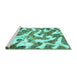 Sideview of Machine Washable Abstract Turquoise Modern Area Rugs, wshabs912turq