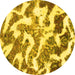 Round Abstract Yellow Modern Rug, abs912yw