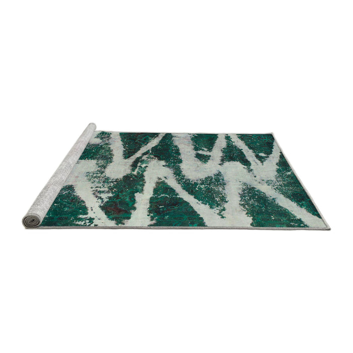 Sideview of Machine Washable Abstract Medium Teal Green Rug, wshabs913