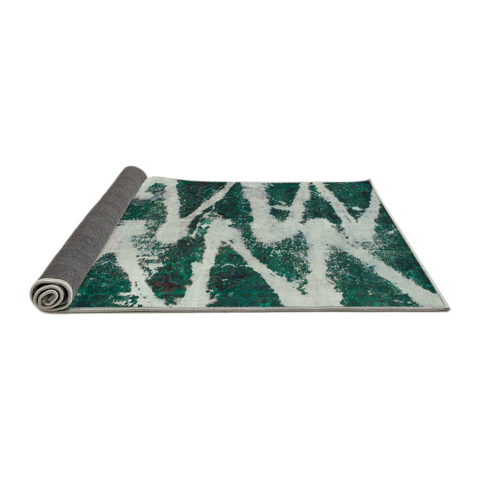 Sideview of Abstract Teal Green Modern Rug, abs913