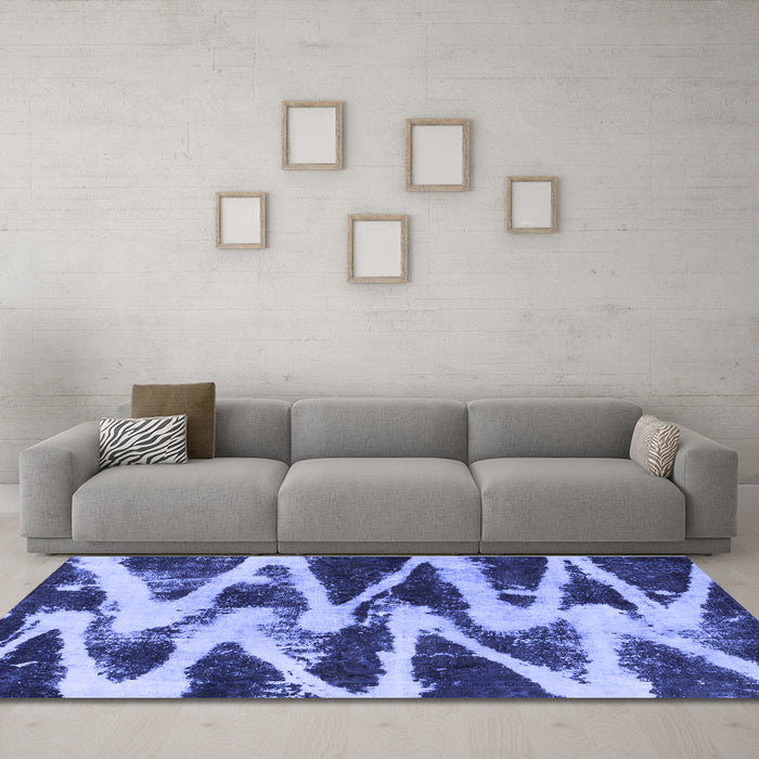 Machine Washable Abstract Blue Modern Rug in a Living Room, wshabs913blu