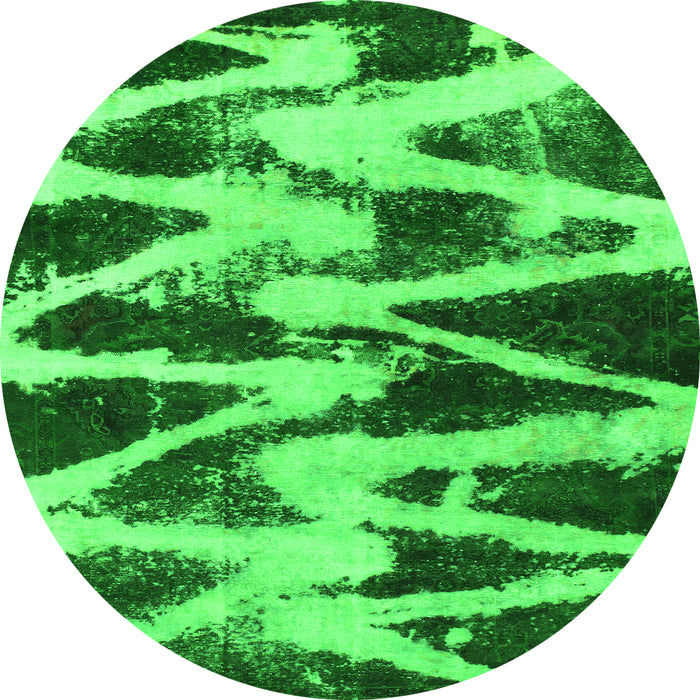 Round Abstract Green Modern Rug, abs913grn