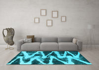 Machine Washable Abstract Light Blue Modern Rug, wshabs913lblu