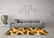 Machine Washable Abstract Orange Modern Area Rugs in a Living Room, wshabs913org