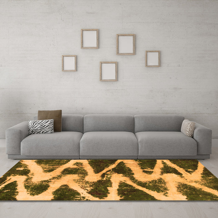 Machine Washable Abstract Orange Modern Area Rugs in a Living Room, wshabs913org