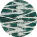 Round Machine Washable Abstract Medium Teal Green Rug, wshabs913