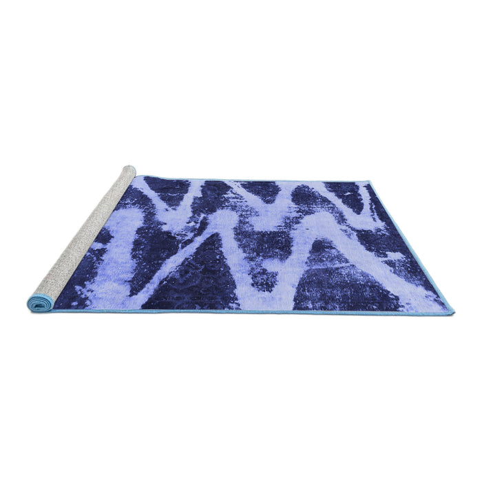 Sideview of Machine Washable Abstract Blue Modern Rug, wshabs913blu