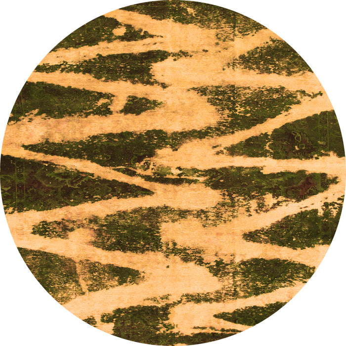 Round Abstract Orange Modern Rug, abs913org