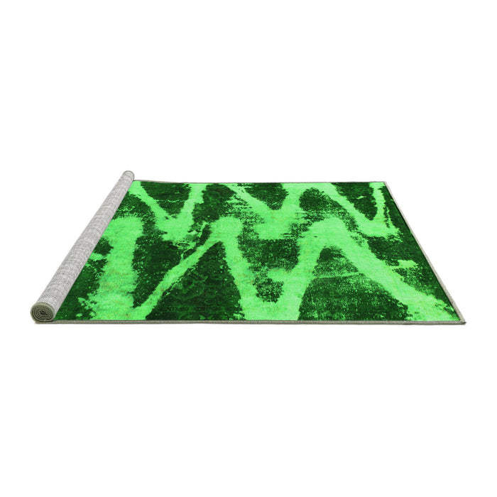 Sideview of Machine Washable Abstract Green Modern Area Rugs, wshabs913grn