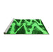 Sideview of Machine Washable Abstract Green Modern Area Rugs, wshabs913grn