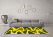 Machine Washable Abstract Yellow Modern Rug in a Living Room, wshabs913yw