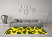 Machine Washable Abstract Yellow Modern Rug, wshabs913yw