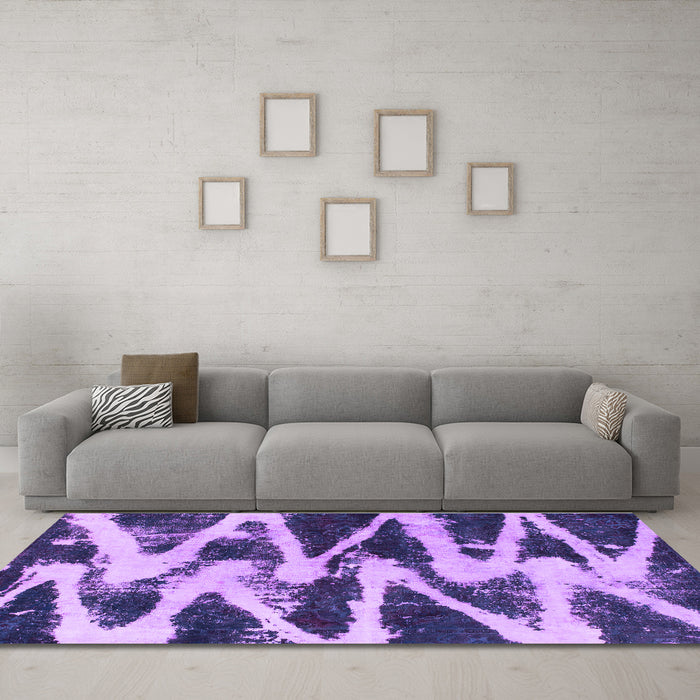 Machine Washable Abstract Purple Modern Area Rugs in a Living Room, wshabs913pur