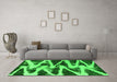 Machine Washable Abstract Green Modern Area Rugs in a Living Room,, wshabs913grn