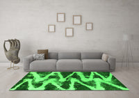 Machine Washable Abstract Green Modern Rug, wshabs913grn