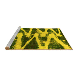 Sideview of Machine Washable Abstract Yellow Modern Rug, wshabs913yw