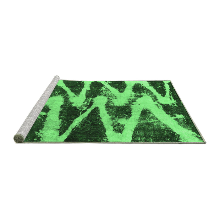 Sideview of Machine Washable Abstract Emerald Green Modern Area Rugs, wshabs913emgrn