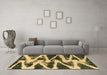 Machine Washable Abstract Brown Modern Rug in a Living Room,, wshabs913brn