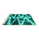 Sideview of Machine Washable Abstract Turquoise Modern Area Rugs, wshabs913turq