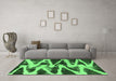 Machine Washable Abstract Emerald Green Modern Area Rugs in a Living Room,, wshabs913emgrn