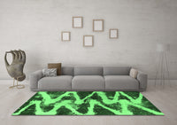 Machine Washable Abstract Emerald Green Modern Rug, wshabs913emgrn