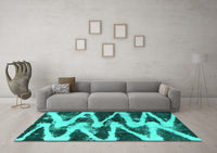 Machine Washable Abstract Turquoise Modern Rug, wshabs913turq