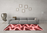 Machine Washable Abstract Red Modern Rug, wshabs913red