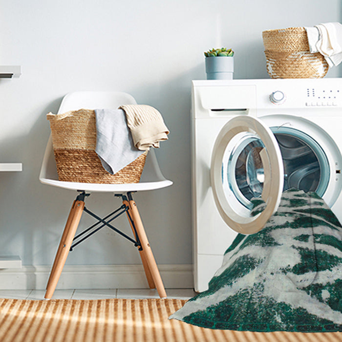 Machine Washable Abstract Medium Teal Green Rug in a Washing Machine, wshabs913