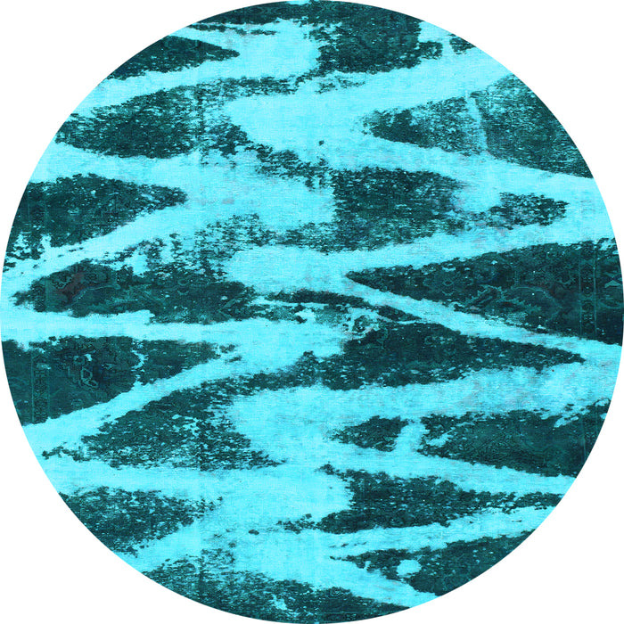 Round Abstract Light Blue Modern Rug, abs913lblu