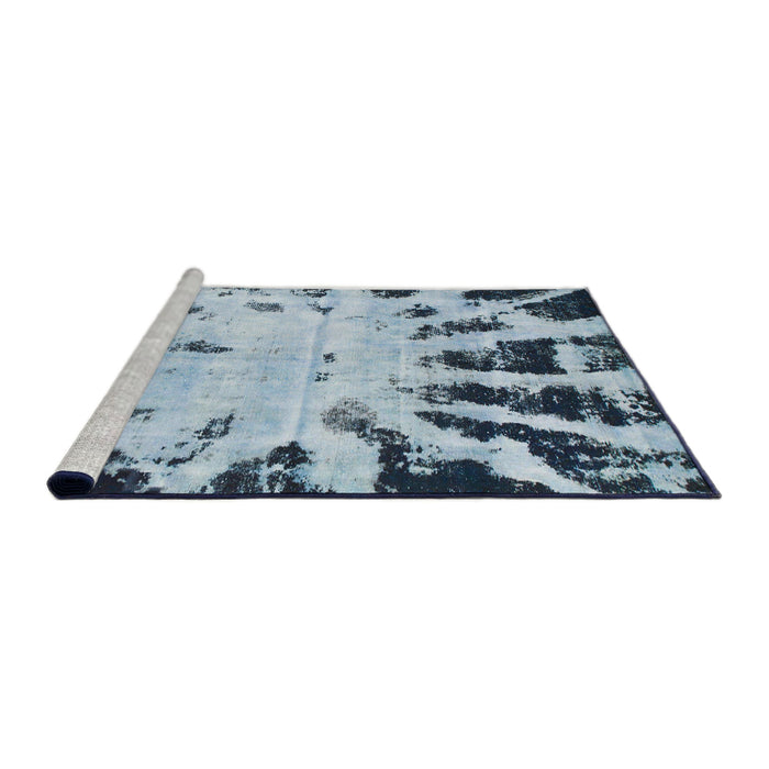Sideview of Machine Washable Abstract Blue Rug, wshabs914