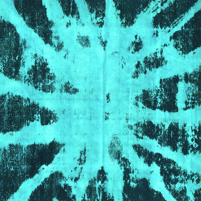 Square Machine Washable Abstract Turquoise Modern Area Rugs, wshabs914turq