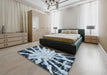 Abstract Blue Modern Rug in a Bedroom, abs914