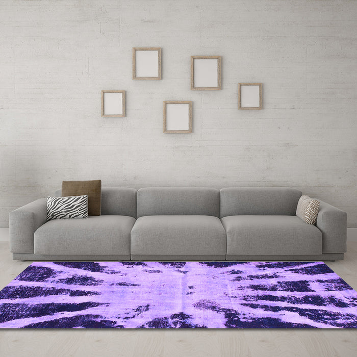 Machine Washable Abstract Purple Modern Area Rugs in a Living Room, wshabs914pur