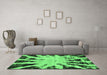 Machine Washable Abstract Emerald Green Modern Area Rugs in a Living Room,, wshabs914emgrn