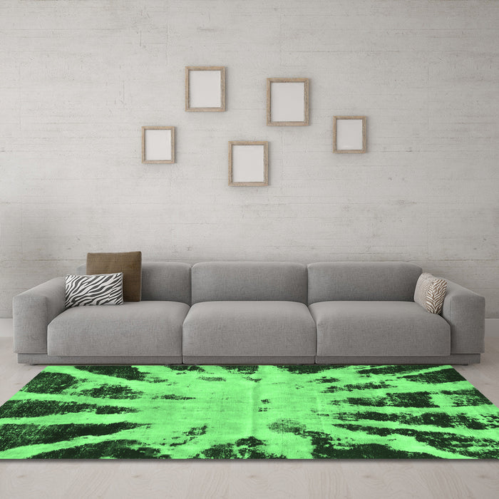 Machine Washable Abstract Emerald Green Modern Area Rugs in a Living Room,, wshabs914emgrn